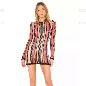 NBD Sya Dress Tonal Coral Black Revolve size S